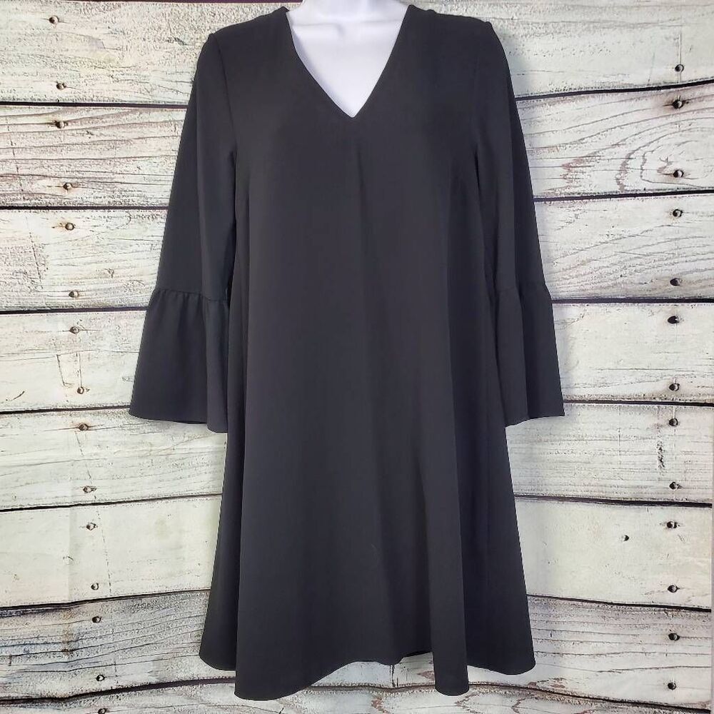 H&M Black Bell Sleeve Shift Dress Size 4